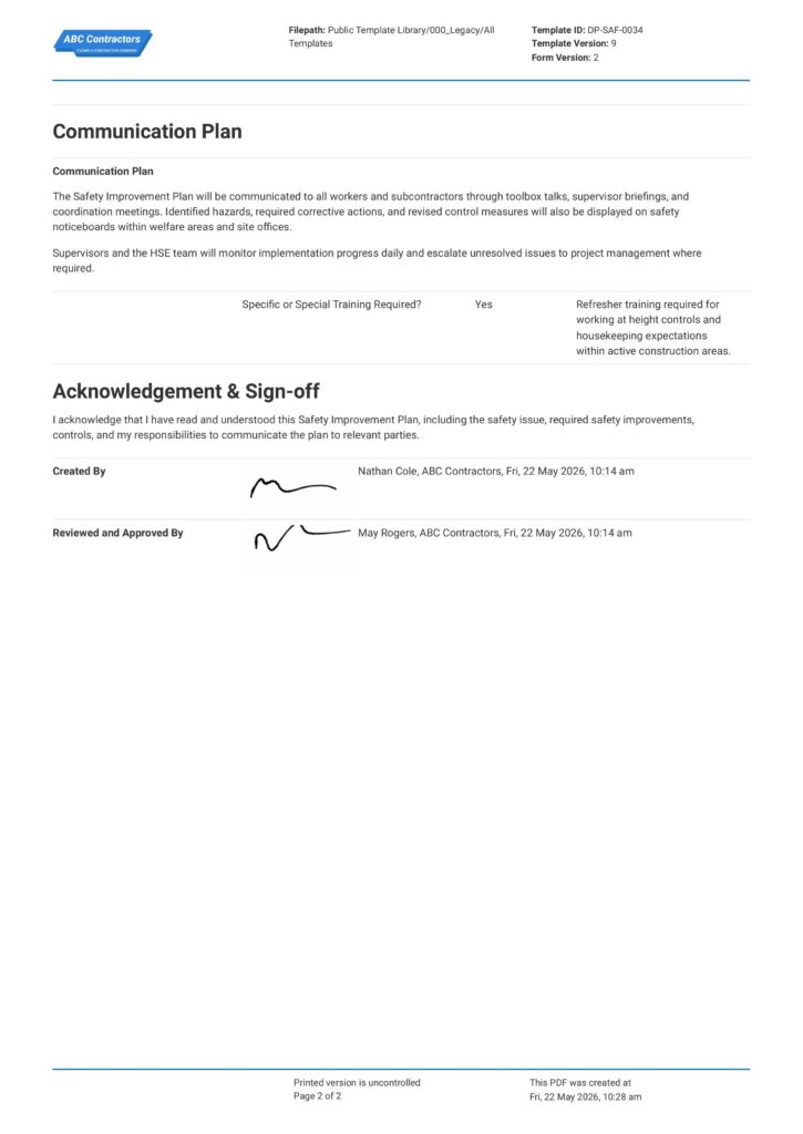 Safety Improvement Plan2