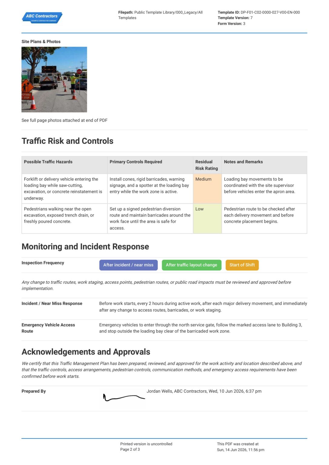 Traffic Management Plan Template | Free Download | Sitemate