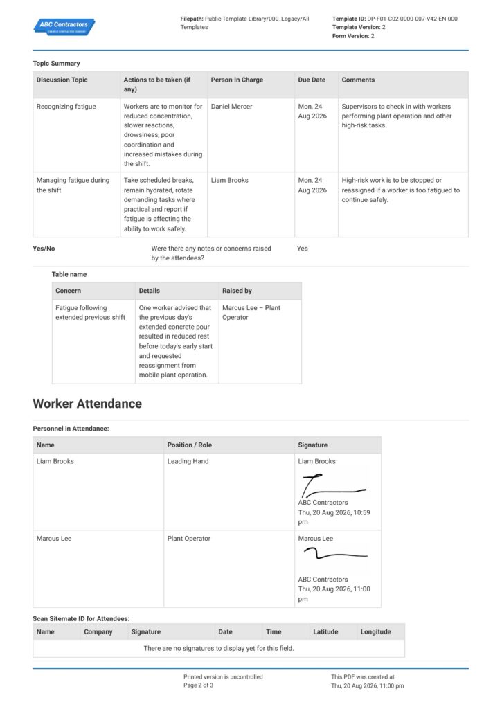 Fatigue Management Toolbox Talk2