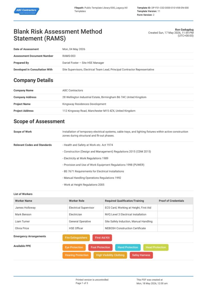 Risk Assessment Method Statement1