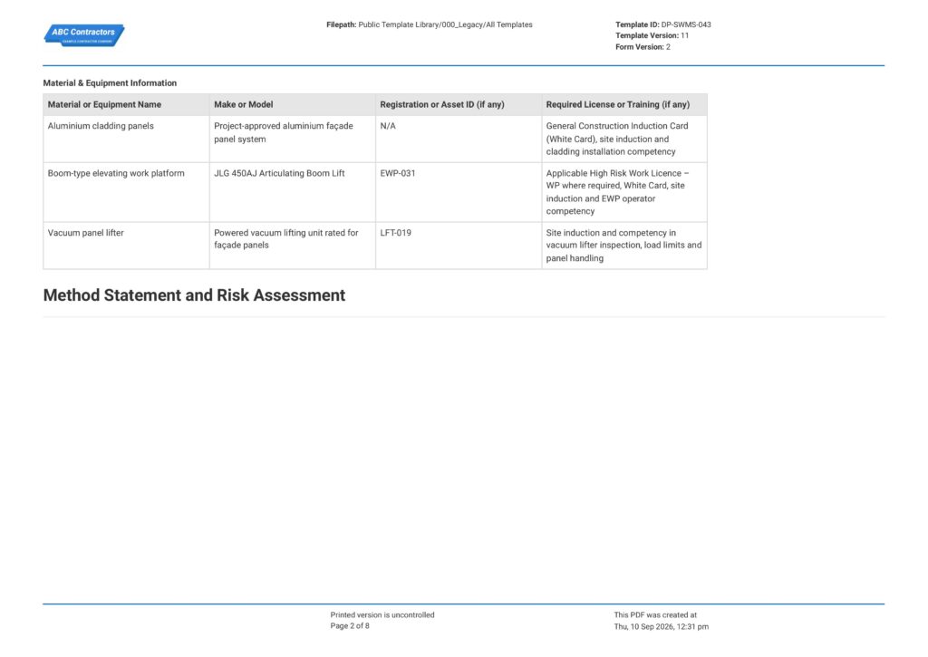 Cladding Safe Work Method Statement (SWMS)2