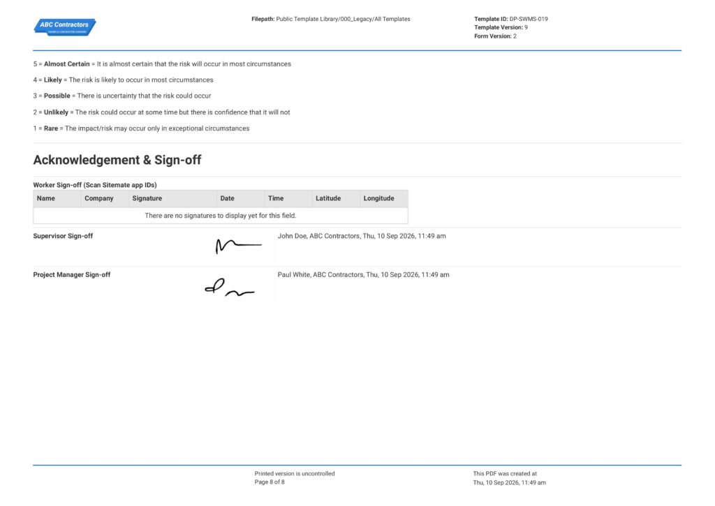 Tree Felling and Removal Safe Work Method Statement (SWMS)8